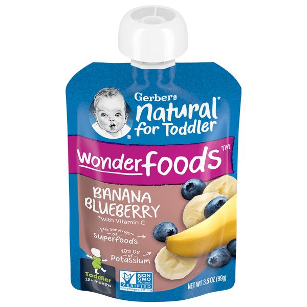 Gerber Banana Blueberry Baby Food Puree Toddler Pouch