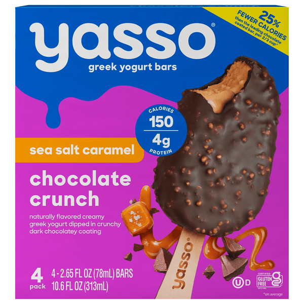 Yasso Chocolate Crunch Greek Yogrrt Sea Salt Caramel Bars