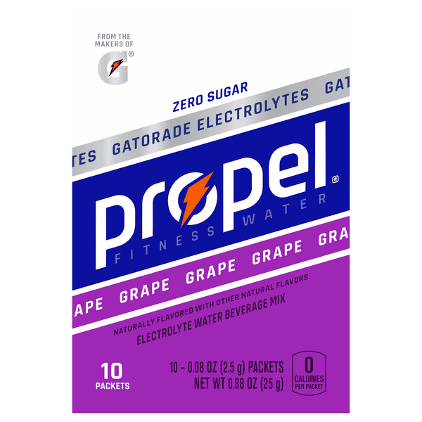 Propel Powder Packets With Electrolytes, Vitamins And No Sugar, Grape, 10 Packets