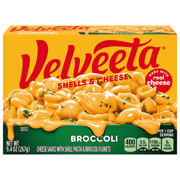 Velveeta Shells & Cheese Broccoli With Shell Pasta Cheese Sauce & Broccoli Florets Box