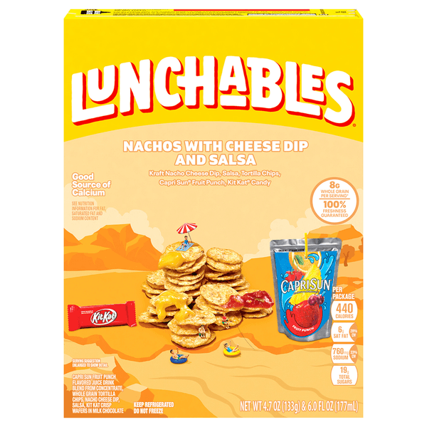 Lunchables Nachos Cheese Dip & Salsa Meal Kit With Capri Sun Drink & Kit Kat Bar