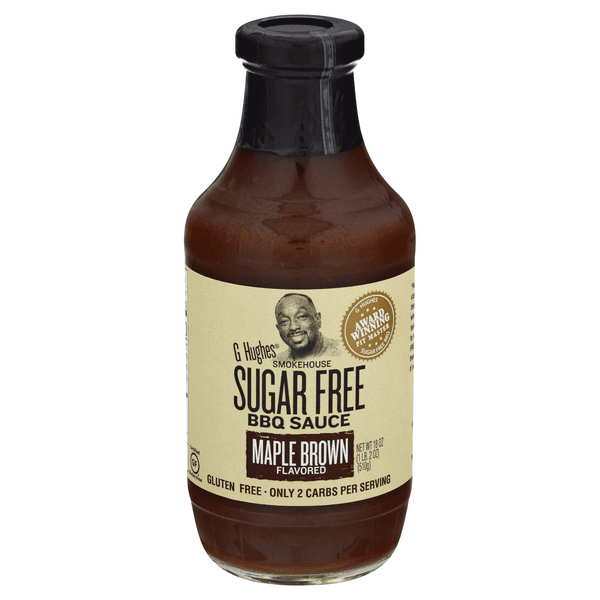 G Hughes Smokehouse Sauce Bbq Sugar Free Maple Brown Flavored