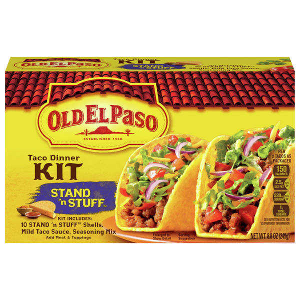 Old El Paso Tortillas Flour Dinner Kit Taco Stand N Stuff Box