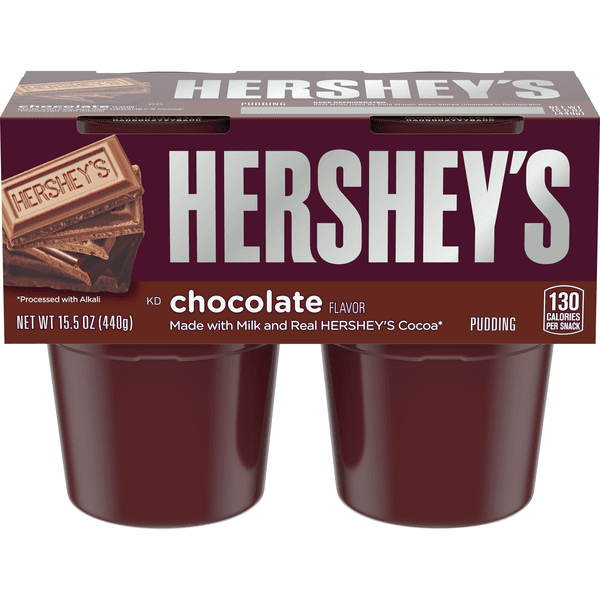 Hershey'S Chocolate Ready To Eat Pudding Cups Snack With Milk & Real Cocoa