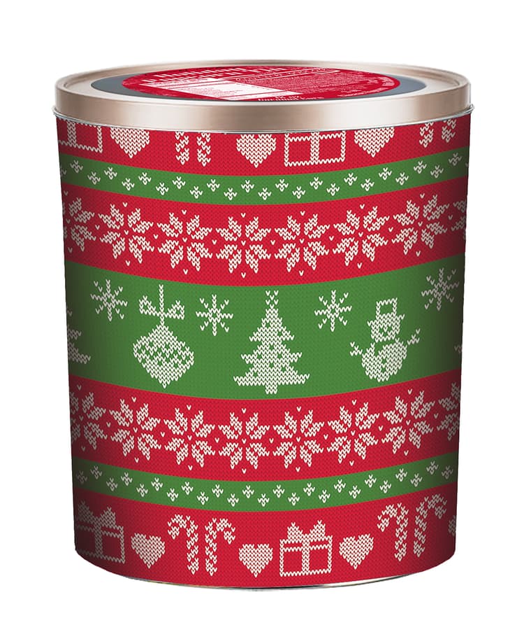 Hickory Farms Gourmet Select Ugly Christmas Sweater Assorted Popcorn Tin, (Caramel, Butter And Cheese Flavored