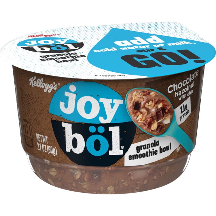 Kellogg'S Joybol Granola Smoothie Bowl, Breakfast Made Easy, Chocolate Hazelnut With Chia, Bowl