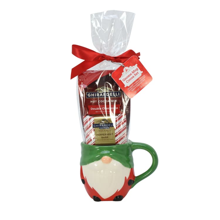 Ghirardelli Cocoa Ceramic Gnome Mug Christmas Gift Set, Green
