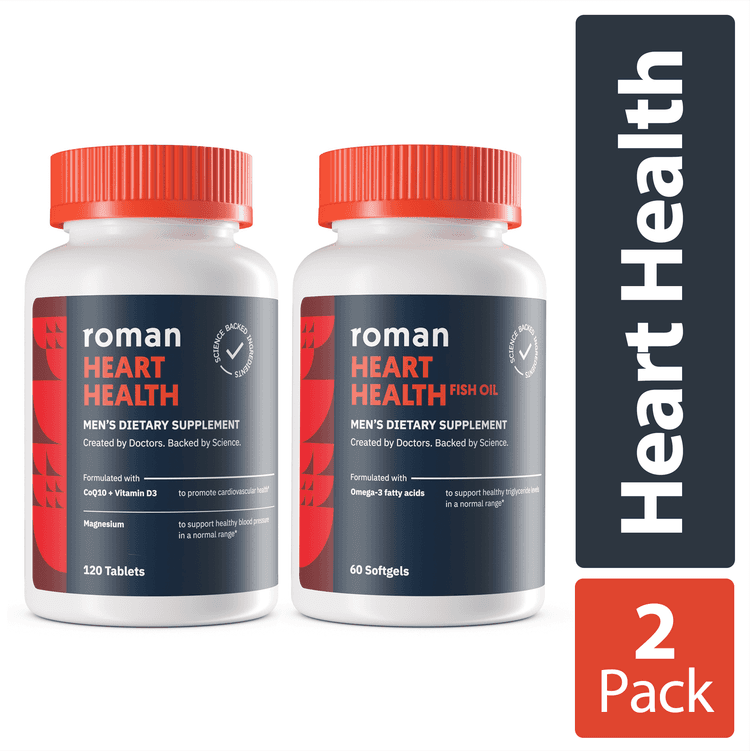 Roman Heart Health Supplement For Men, 120 Heart Health Tablets + 60 Fish Oil Softgels