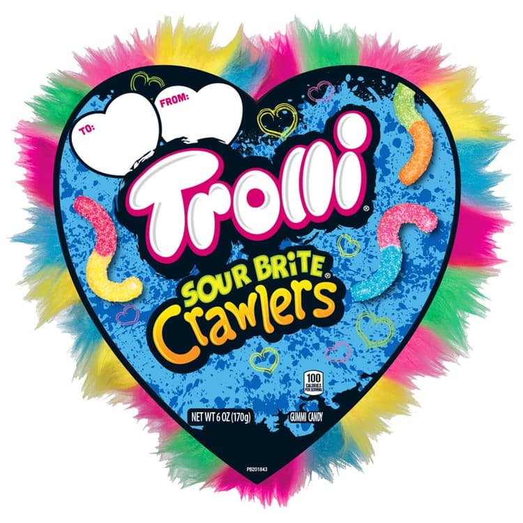Trolli Sour Brite Crawlers Valentine'S Day Heart Candy Box, Valentine'S Day Sour Candy Gummies, Hairy Valentine Candy Gift