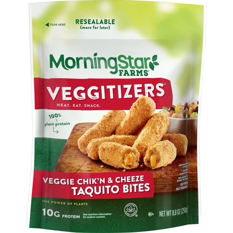 Morningstar Farms Veggie Bites Plant-Based Protein, Chik'N And Cheeze Taquito