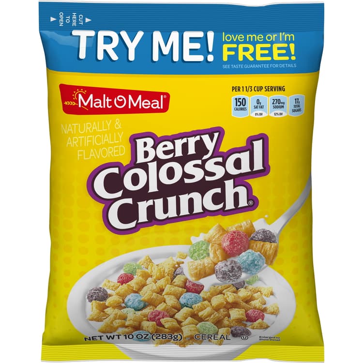 Malt-O-Meal Berry Colossal Crunch Breakfast Cereal, Bagged Cereal