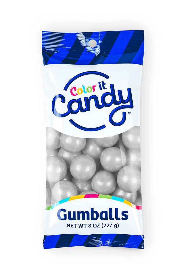 Color It Candy Decorative Gumballs, Shimmer Silver