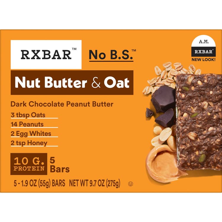 A.M. Rxbar. Protein Bar Peanut Butter Dark Chocolate