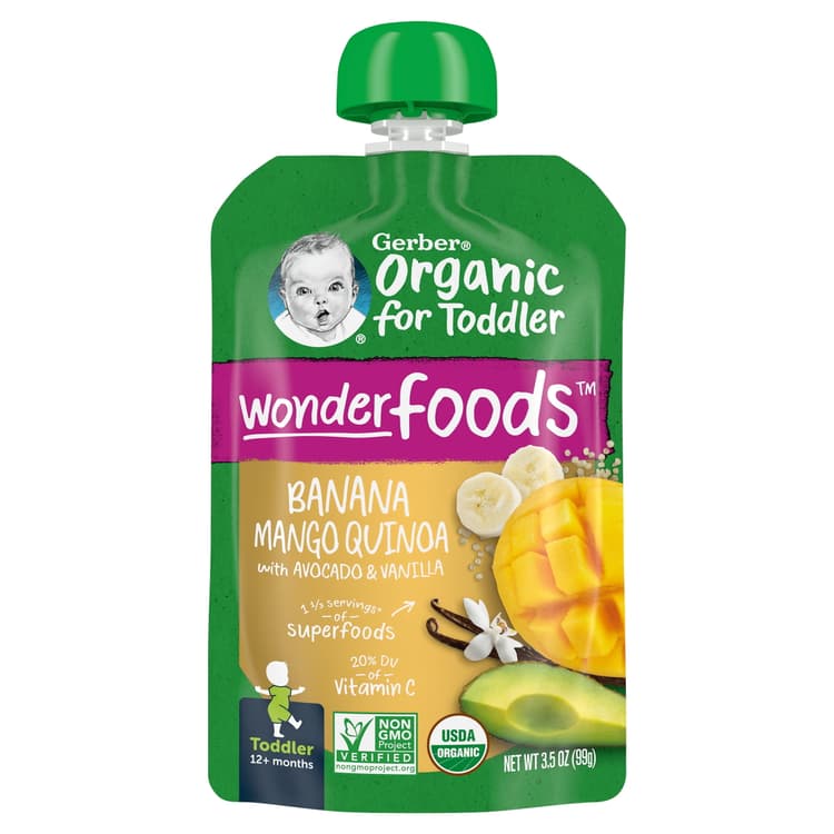 Gerber Organic Banana Mango Quinoa With Avocado & Vanilla Toddler Food