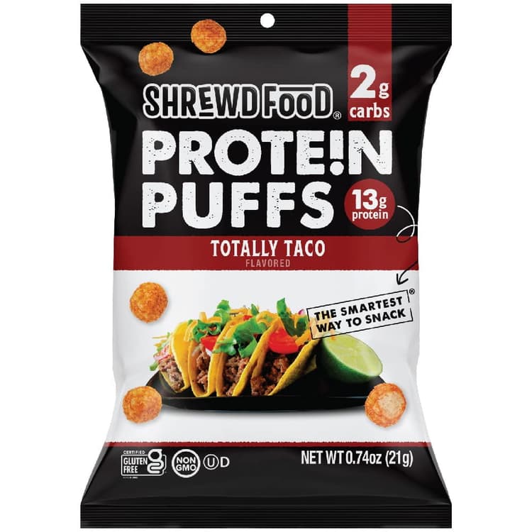 Shrewd Food Totally Taco Protein Puffs, Keto-Friendly Snacks