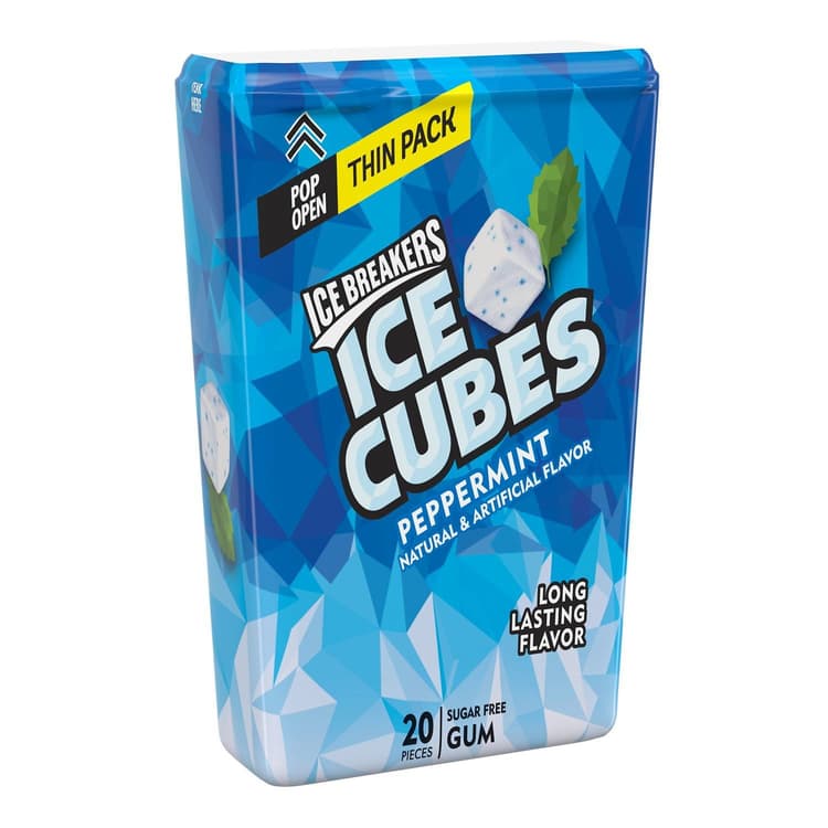Ice Breakers, Ice Cubes Peppermint Sugar Free Chewing Gum, Made With Xylitol, Thin