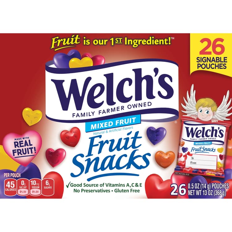 Welch'S Valentine'S Day Fruit Snacks Mixed Fruit 26 Pouches