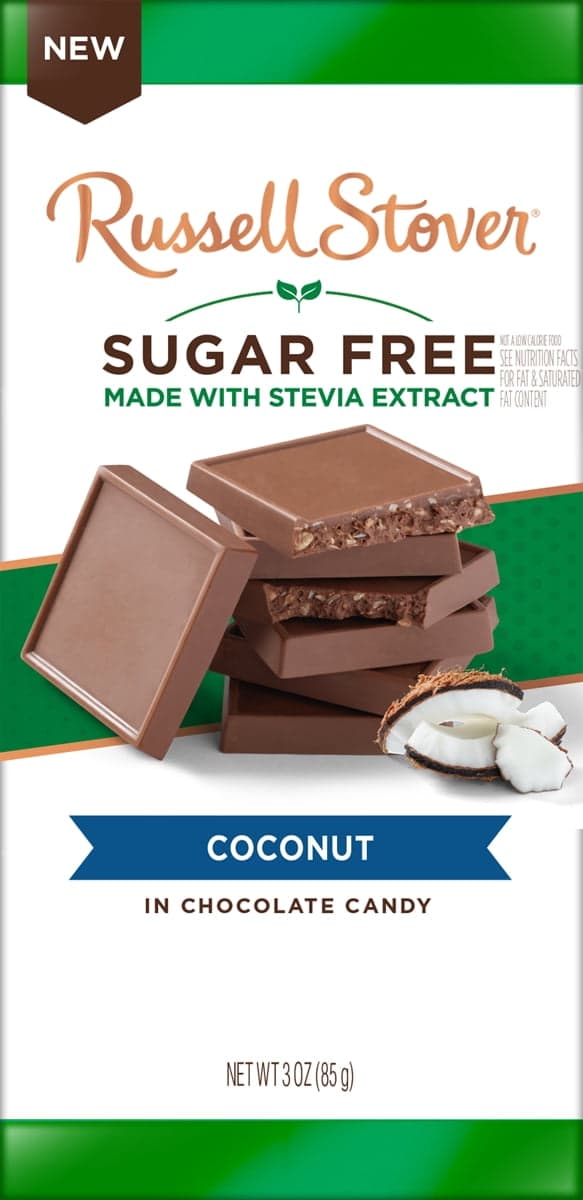 Russell Stover Sugar Free Milk Chocolate Coconut Candy Bar