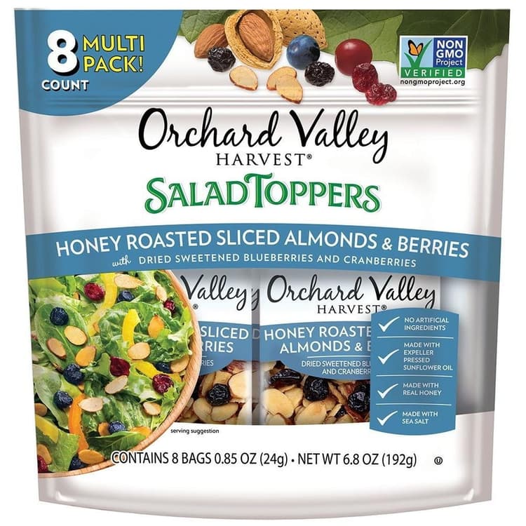Orchard Valley Harvest Salad Toppers, Honey Roasted Sliced Almonds & Berries, (Pack Of 8), Non-Gmo, No Artificial Ingredients