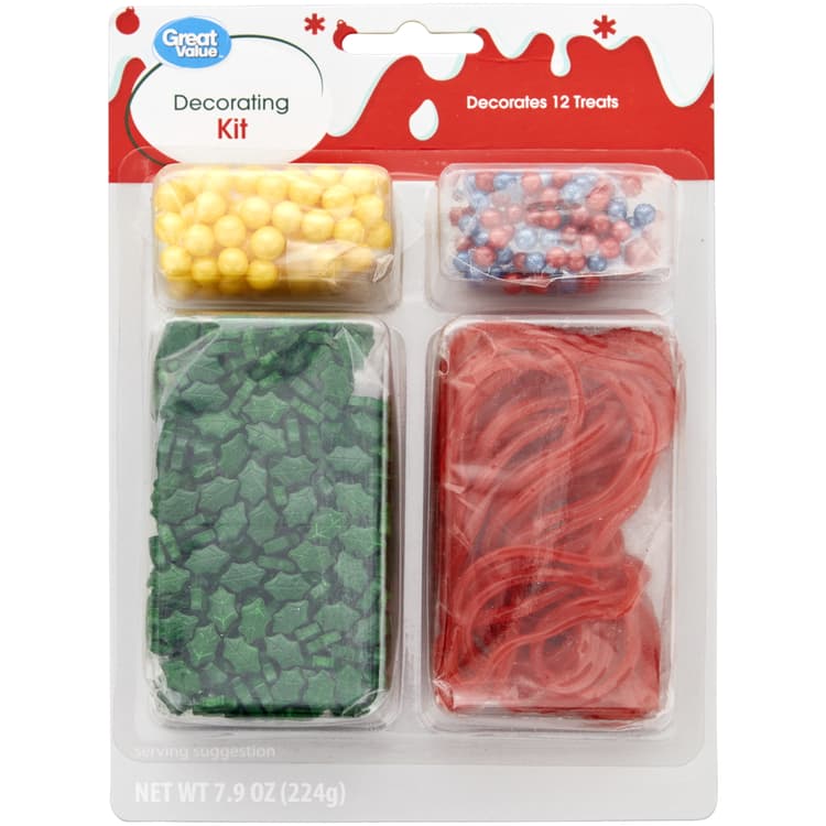 Great Value Christmas Wreath Treat Decorating Kit, Decorates 12 Treats