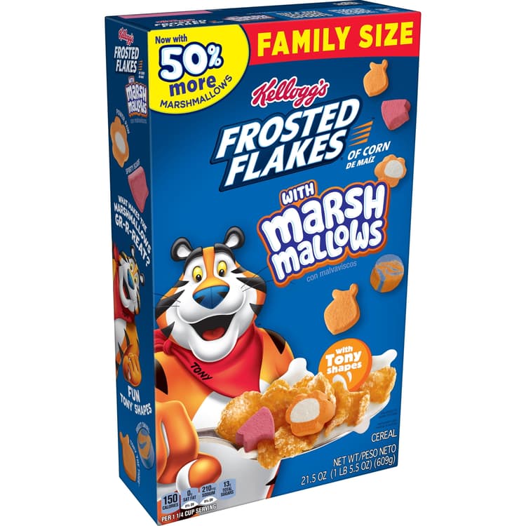 Kellogg'S Frosted Flakes Breakfast Cereal, 7 Vitamins And Minerals, Original With Marshmallows