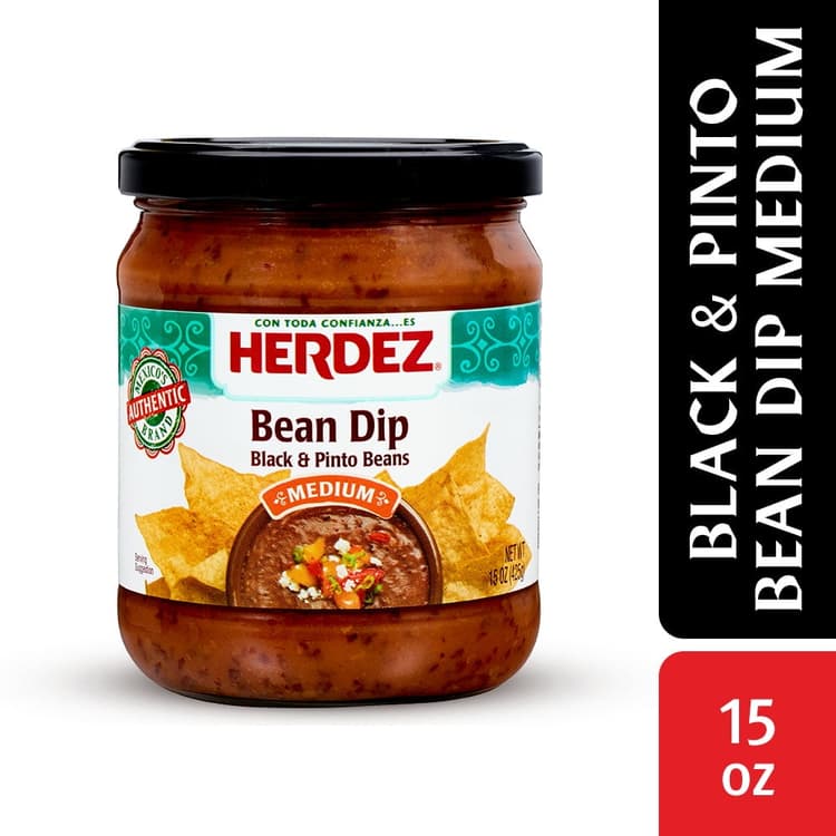 Herdez Bean Dip, Black And Pinto Bean, Medium