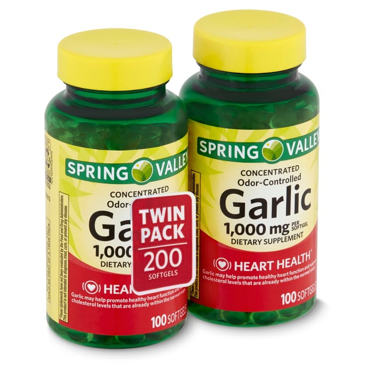 Spring Valley Concentrated Odor-Controlled Garlic Dietary Supplement, 1, Twin