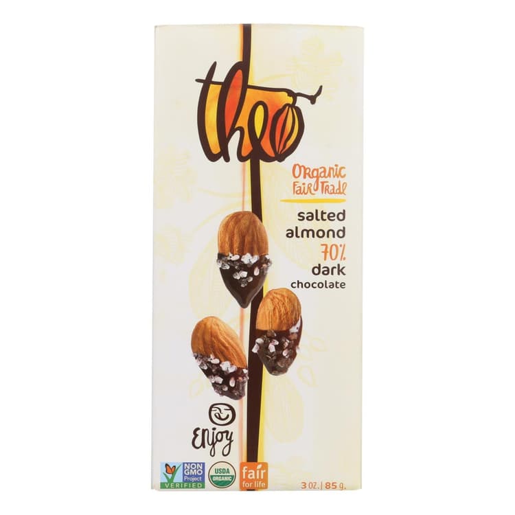 Theo Chocolate 70% Salted Almonds Dark Chocolate Bars