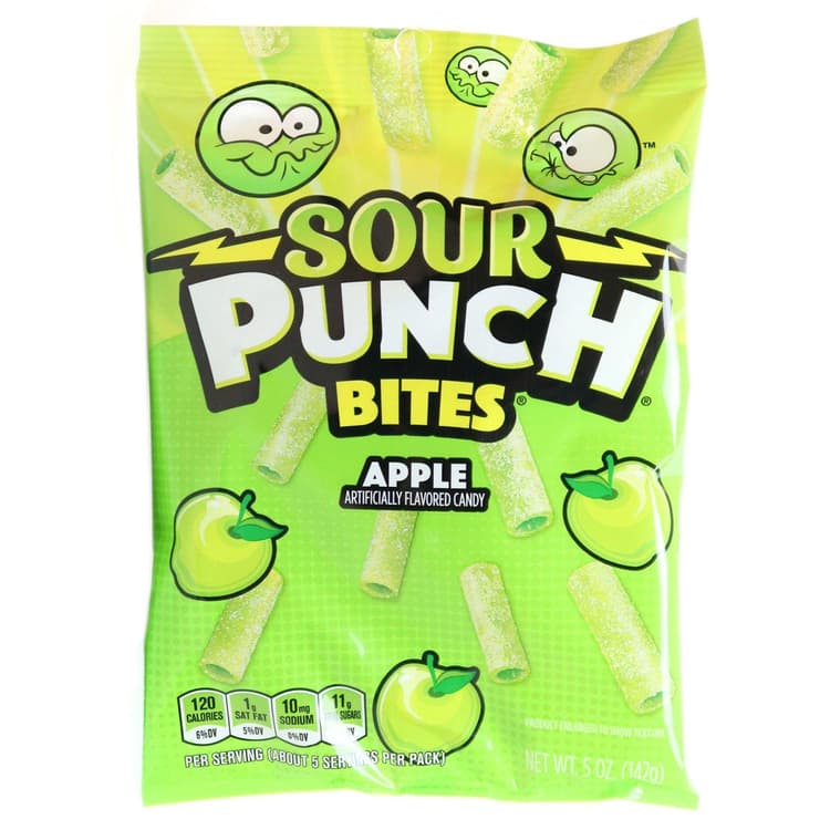 Sour Punch Bites, Green Apple Fruit Flavored Chewy Candy
