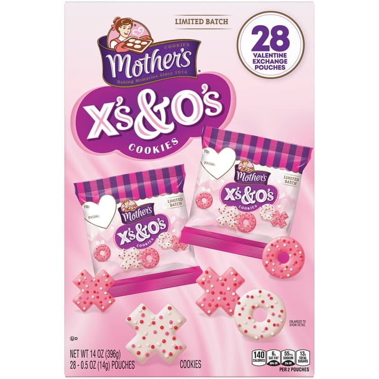 Mother'S X'S & O'S Valentine'S Day Cookies Classic Exchange Cookies With Sweet Frosting & Sprinkles, Pack Of 28