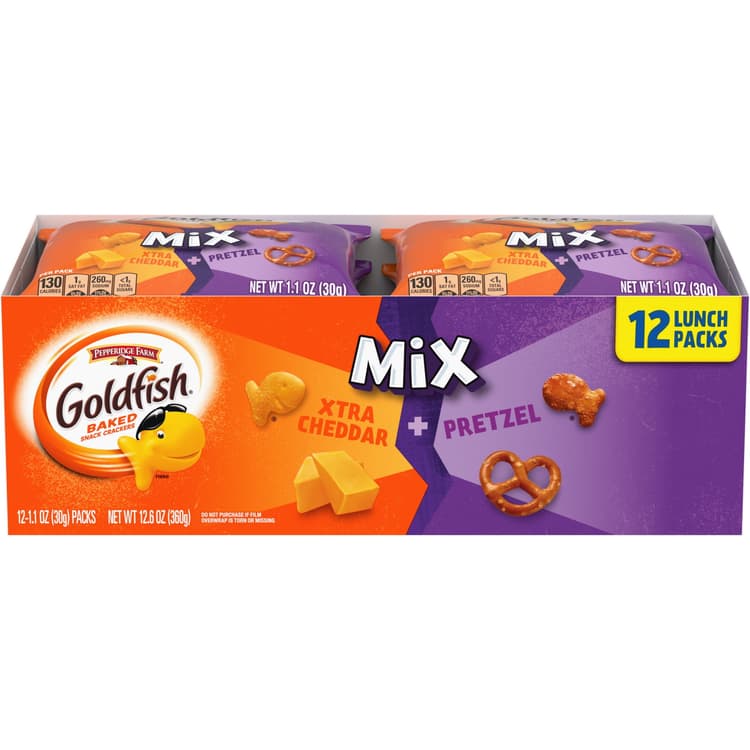 Pepperidge Farm Goldfish Crackers Big Smiles Variety Pack Box, 30-Count Snack