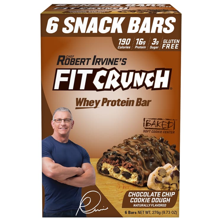Chef Robert Irvine'S Fitcrunch Chocolate Chip Cookie Dough, High Protein Baked Bar, Protein