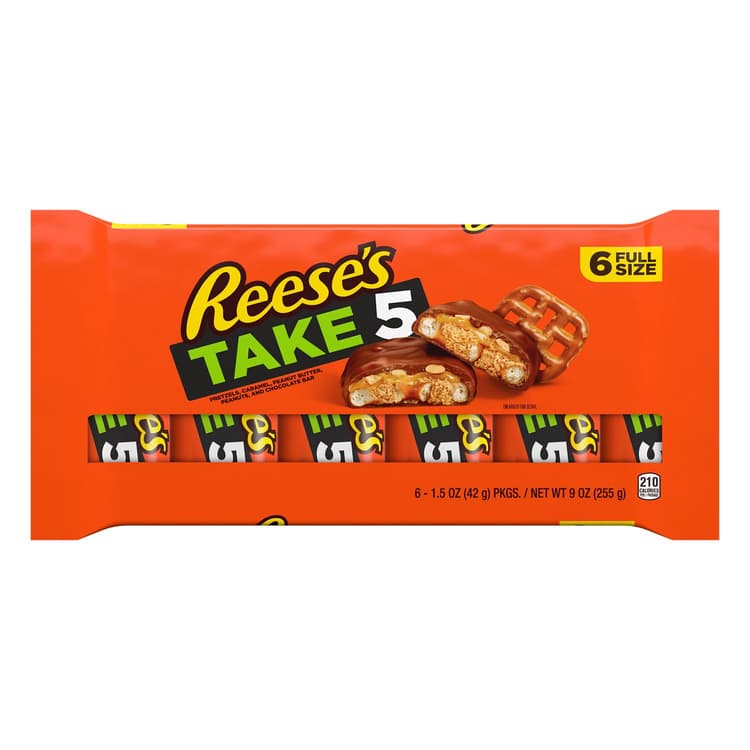 Reese'S Take 5 Chocolate With Pretzels, Caramel, Peanut Butter And Peanuts Candy, Individually Wrapped, Pack (6