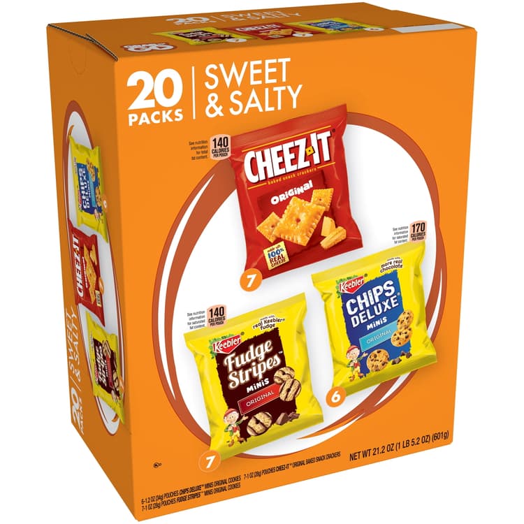 Cheez-It & Keebler Fudge Stripes & Chip Deluxe, Sweet & Salty Variety Snack Box