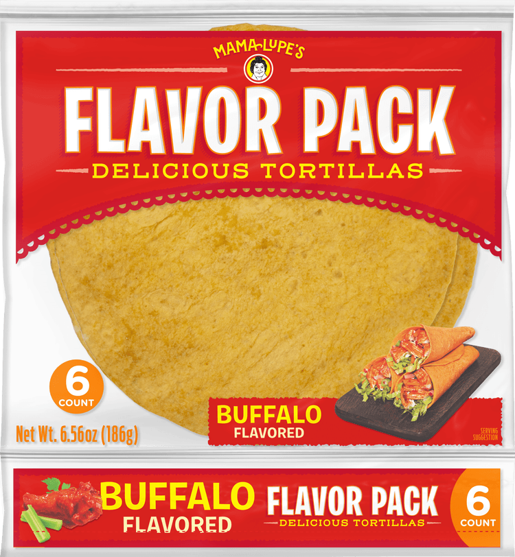 Flavor Pack Buffalo Flavored Tortilla From Mama Lupe'S Are A Great Item To Spice Up Lunch Time When Filled And Rolled With Your Favorite Meats And Cheeses. They Are Also Great For Snacking Anytime