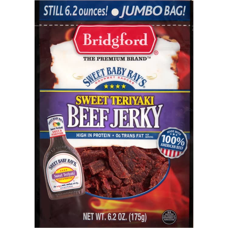 Bridgford Sweet Baby Ray'S Sweet Teriyaki Beef Jerky Jumbo Bag
