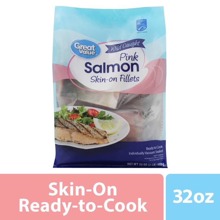 Great Value Wild Caught Pink Salmon Skin-On Fillets