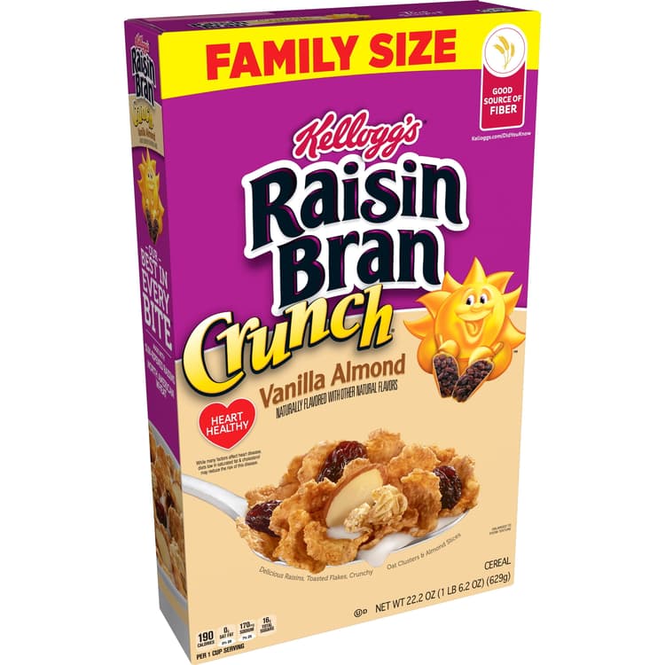 Kellogg'S Raisin Bran Crunch Breakfast Cereal, Fiber Cereal, Vanilla Almond