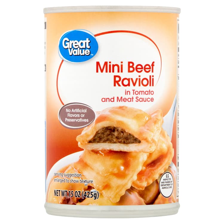 Great Value Mini Beef Ravioli In Tomato And Meat Sauce