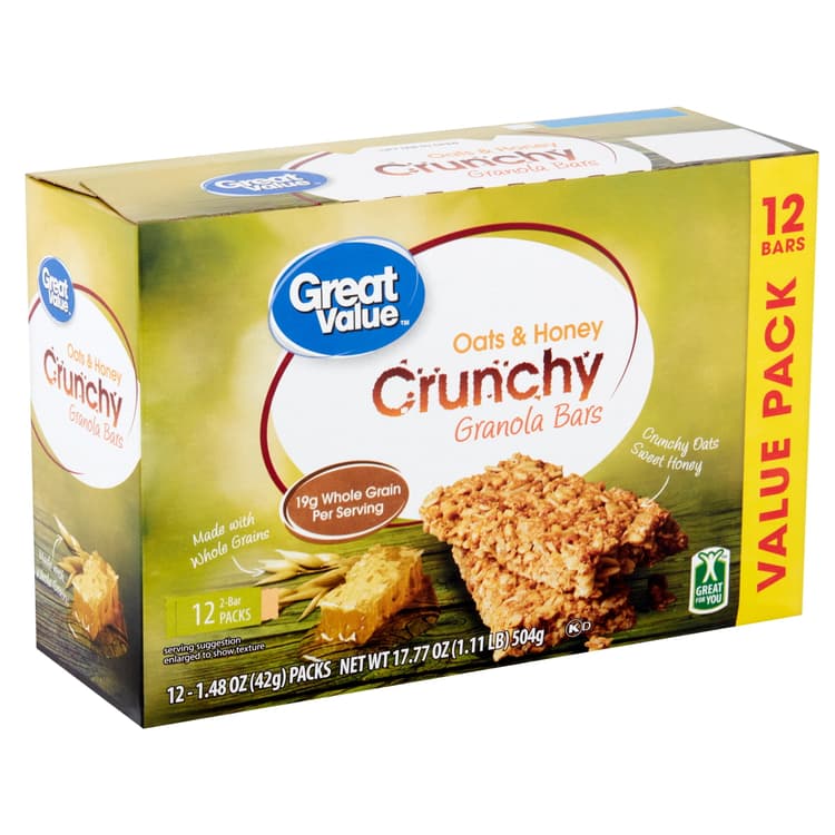 Great Value, Oats & Honey Crunchy Granola Bars Value Pack