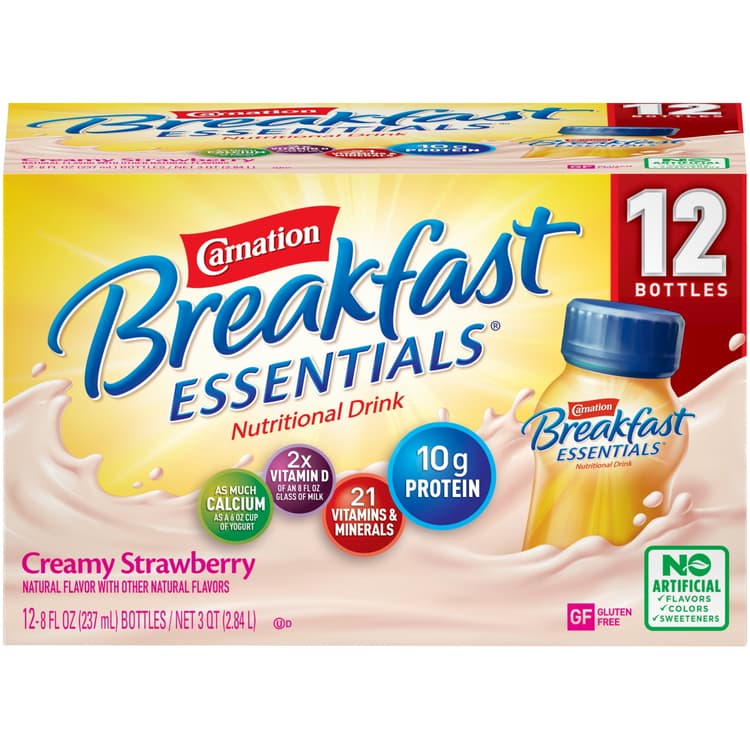 Carnation Breakfast Essentials Creamy Strawberry . Oz. Bottles