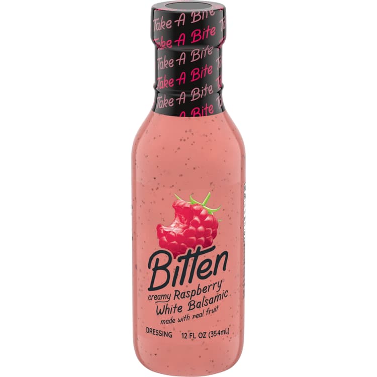 Bitten Creamy Raspberry White Balsamic Dressing With Real Fruit, Oz