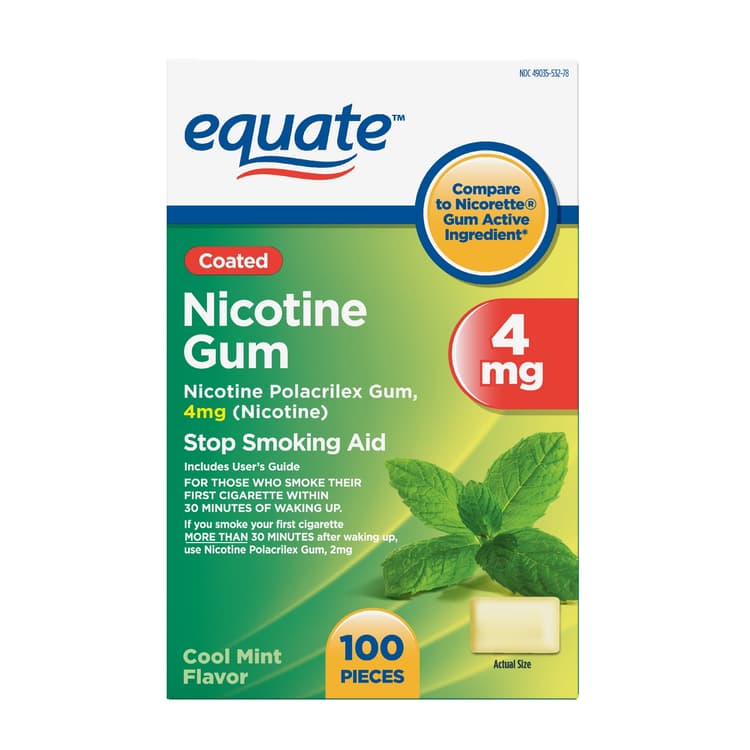 Equate Coated Nicotine Polacrilex Gum, Mint Flavor