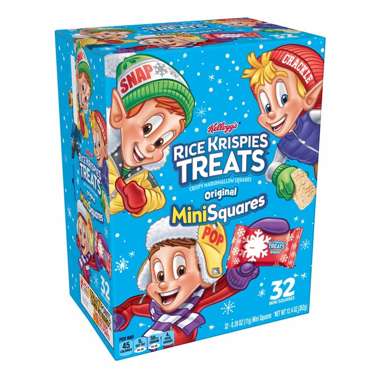 Kellogg'S Rice Krispies Treats Mini Marshmallow Snack Bars, Kids Snacks, Winter Holiday Pack, Original