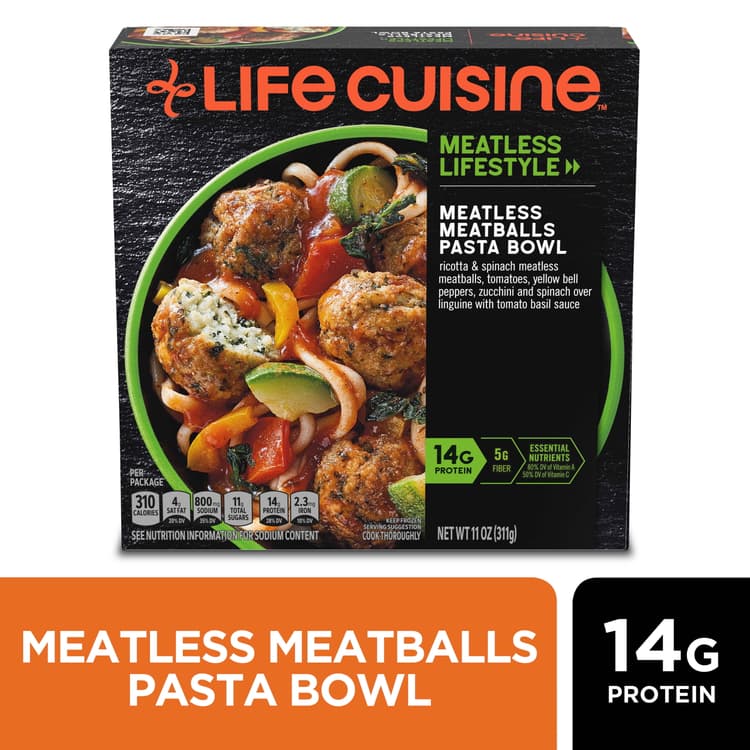Life Cuisine Meatless Meatballs Pasta Bowl  Meal