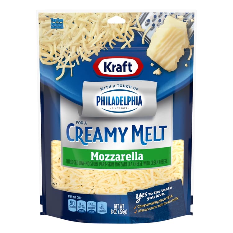 Kraft Mozzarella Shredded Cheese With A Touch Of Philadelphia For A Creamy Melt