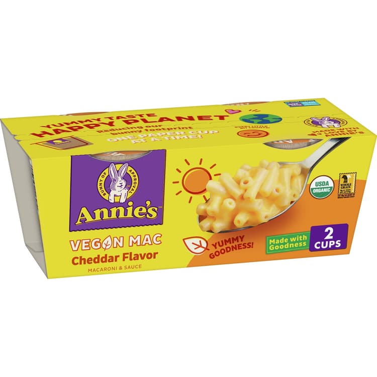 Annie'S Organic Vegan Cheddar Macaroni & Cheese, Microwavable