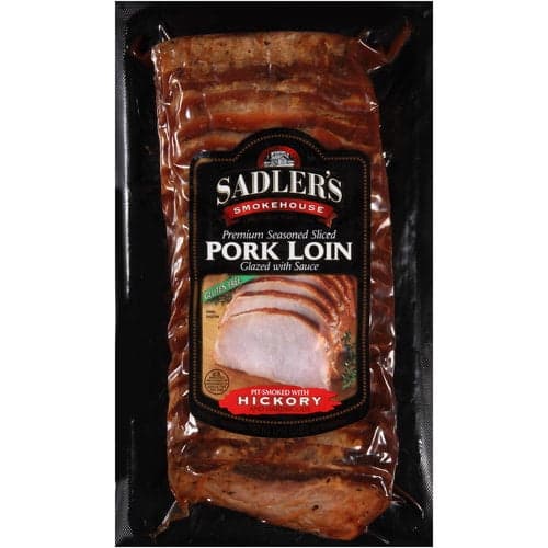Sadler'S Smokehouse Fully Cooked, Hickory Smoked, Seasoned, Sliced Pork Loin Glazed With Sauce