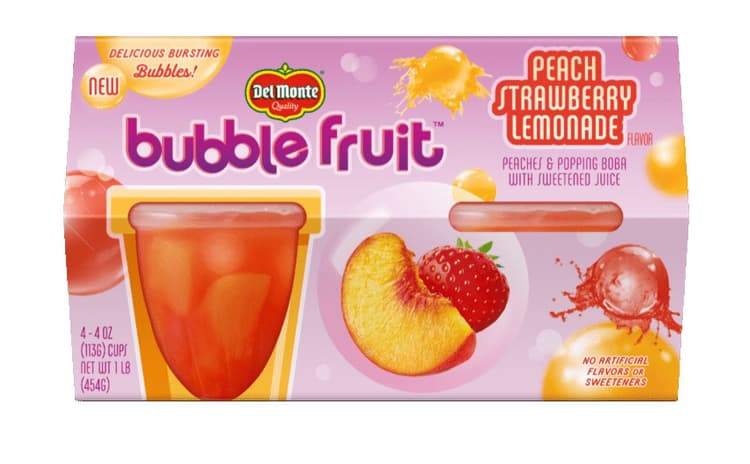Del Monte Bubble Fruit Snack Cup, Peach Strawberry Lemonade, Cups (Pack Of