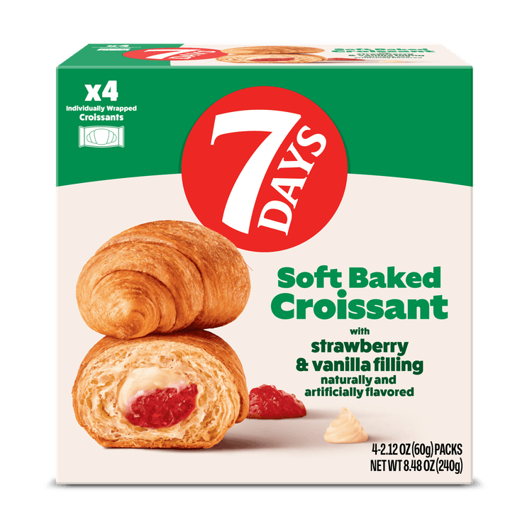 7Days Soft Croissant, Strawberry Vanilla (), On The Go Breakfast, Individually Wrapped (, Pack Of